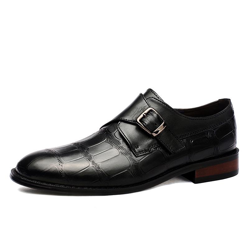 Men s Snake Print Monk Strap Leather Shoes - Spring/Summer Low-Top, Cowhide, Casual Plus Size 38