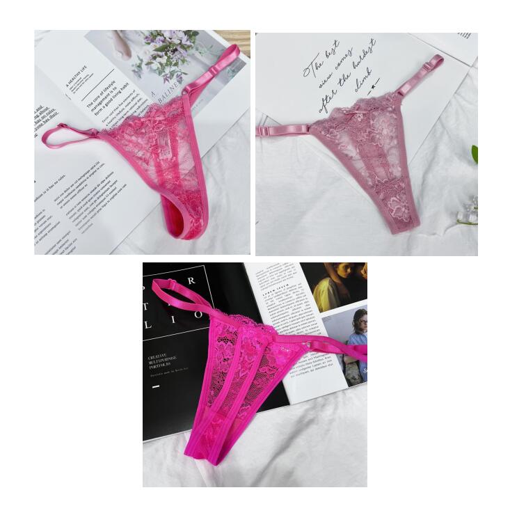 3Pcs/Set Adjustable Belt Sexy Women Lace Thong Panties Low Waist G-String Underwear Hollow Out Lace Lingerie