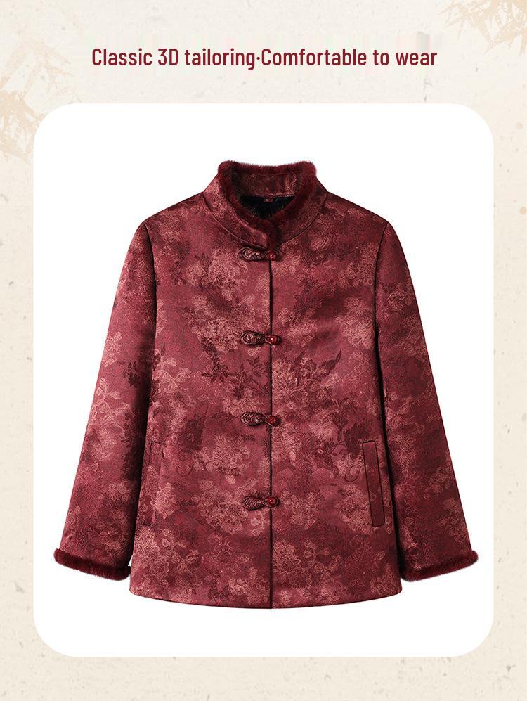 New Chinese Style Plus Size Velvet Jacket for Elderly Women – Thick Winter Wear for Grandma