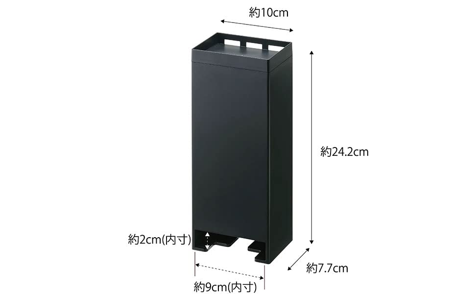 Yamazaki Magnet Bath Salts Storage Box Black Tower Solid Bath Salts Storage Case Bathroom Next to Washing Machine 5749 Approx. W10XD7.7XH24.2cm