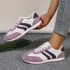 Women's Leather Color-Blocked Breathable Flat Lightweight Casual Running Sports Shoes, Available In Large Sizes.
