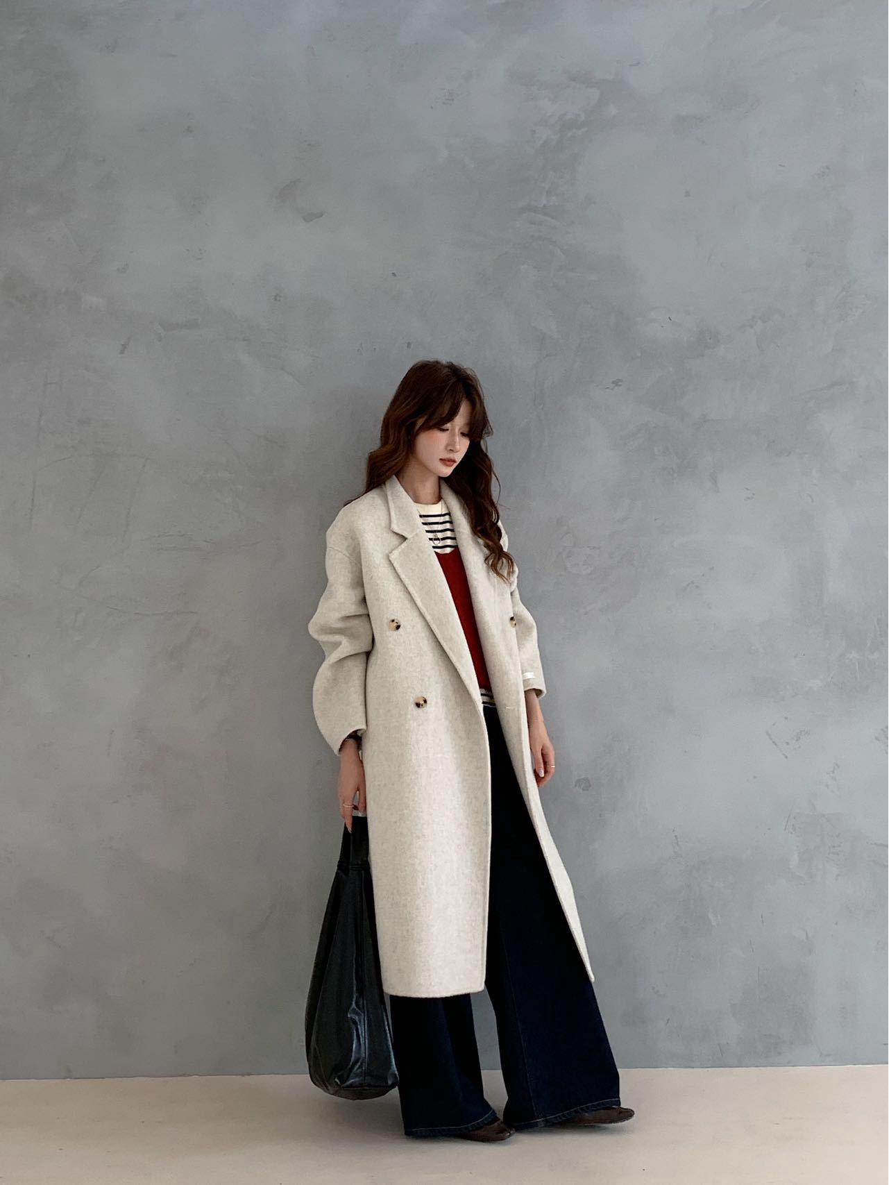 

Korean Style Loose Fit Autumn/Winter Wool Coat - Elegant Commuter Versatile Outerwear for Women Small