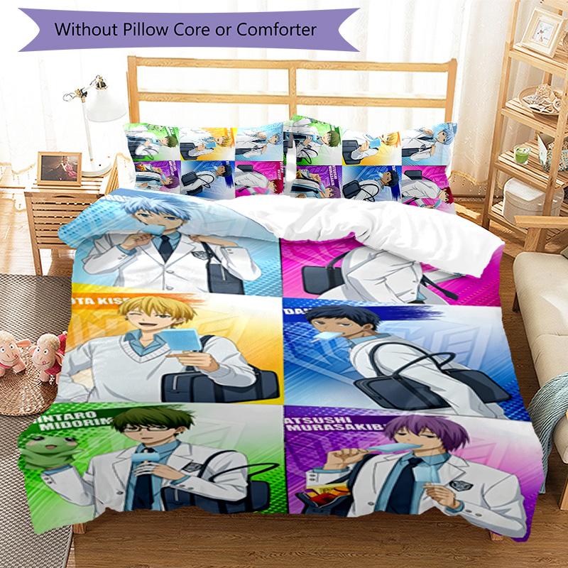 3pcs Kuroko's Basketball Design Cover Set - HD Printed Bedding with 1 Cover and 2 Pillowcases - Perfect for Home and Dorm Decor