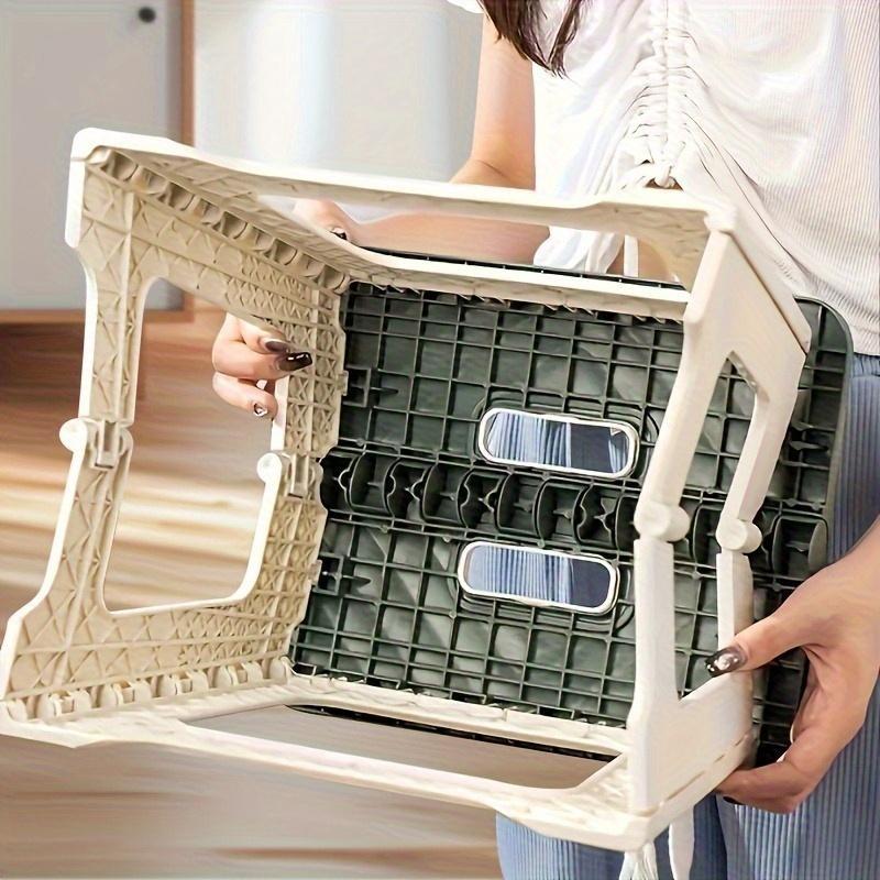 Folding Step Stool, High Load-Bearing 300lb Non-Slip Portable Stool, Space Saving Thickened Plastic Mini Chair for Kitchen Bathroom Camping Fishing