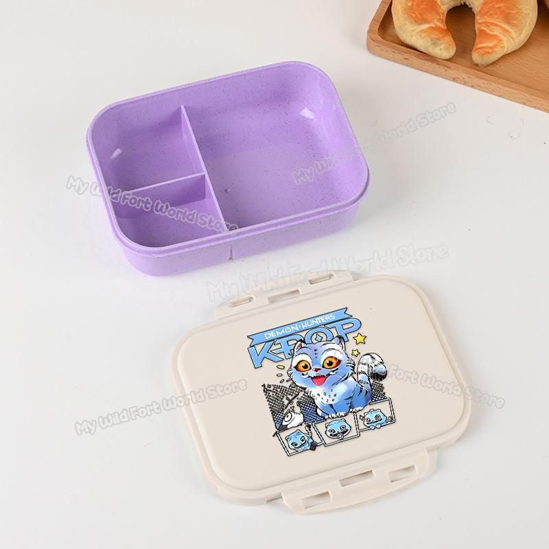 Kpop Lovci Démonů Krabička na oběd pro kluka holku Roztomilá Mira Zoey Jinu Přenosná plastová Bento krabička s nádobím na jídlo ovoce