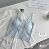Women Seamless Solid Ice Silk Camisole Built In Bra Inner Wear
