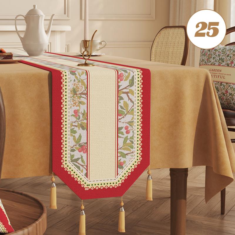 Chinese Traditional Table Runner Cotton And Linen Tea Table Mat Tassel Lace Table Cover Home Decor TV Cabinet Table Runners