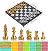 3-in-1 Magnetic Chess, Checkers, Backgammon Board Game Set, 12.5' Folding Travel Game for Kids & Adults (Gold & Silver)