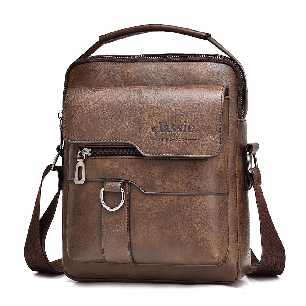 WEIXIER Men's Messenger Bag Leather Crossbody Shoulder Bag Classic Waterproof Briefcase Satchel Travel Bag