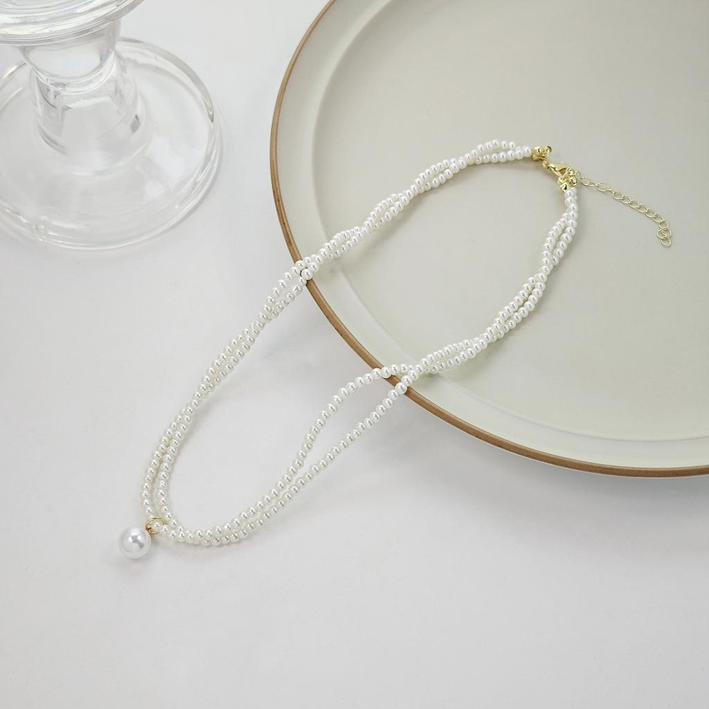 French Retro Multi-layer Winding Twist Pearl Necklace, Light Luxury and High Sense, Simple and Versatile Millet Bead Collarbone Chain