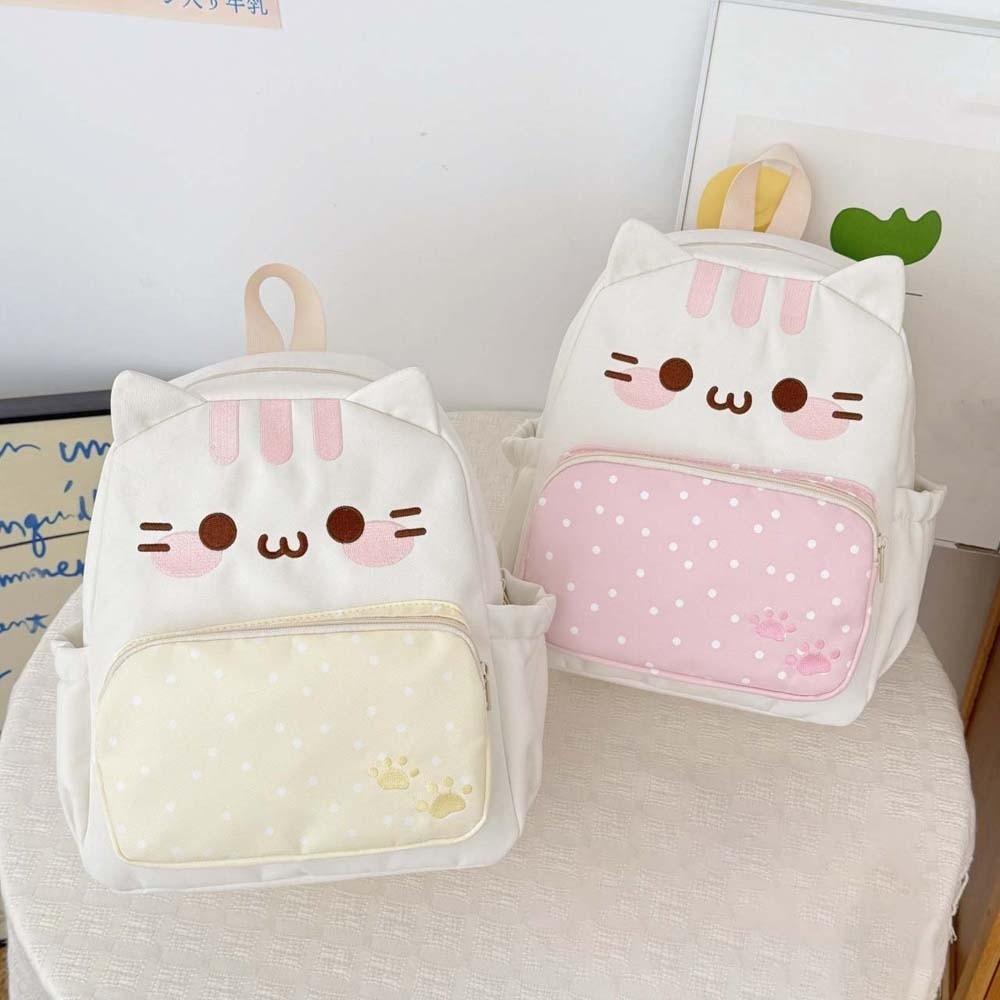 3D Ears Design Cartoon Schoolbag Large Capacity Kawaii Rucksack Cat Backpack Badge Collectors
