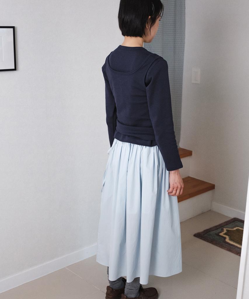 Cotton Bell String Banding Skirt - Sky Blue