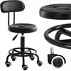 Cosmetic Stool with Backrest Hairdressing Stool Swivel Chair Round Adjustable Black