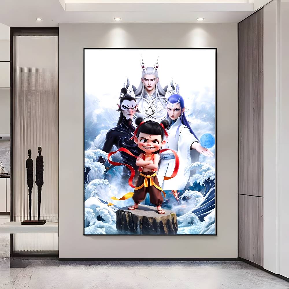 Chinese Anim Nezha Poster HD Posters Self Adhesive Waterproof Ideal for Living Room Bedroom Bar Decoration
