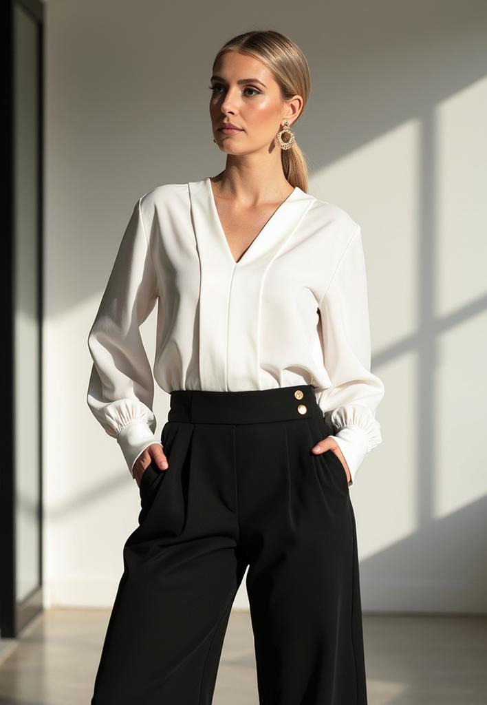 Koszula Damska - Elegancka Koszula Damska - Biała Koszula M1135 R. S/M