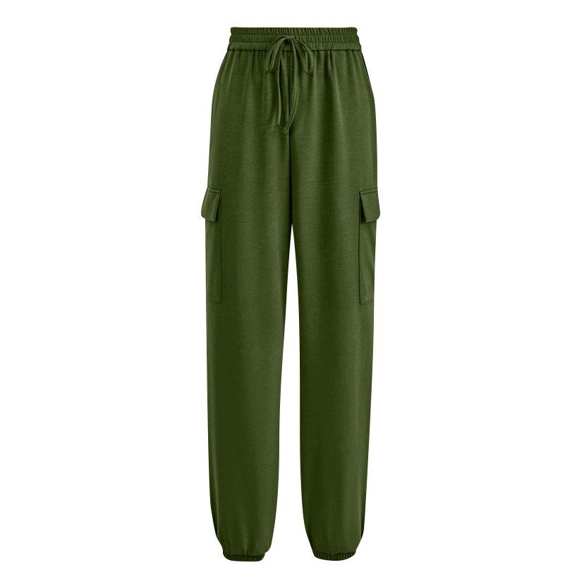 Women's Fashion Drawstring Sports Work Pants Loose Color Casual Pants