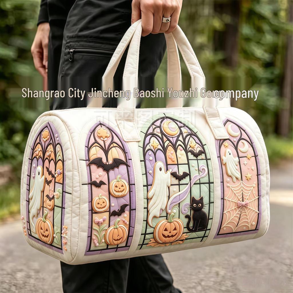 3D Gothic Buntglasdruck Halloween Sporttasche - Multifunktionale Reisetasche