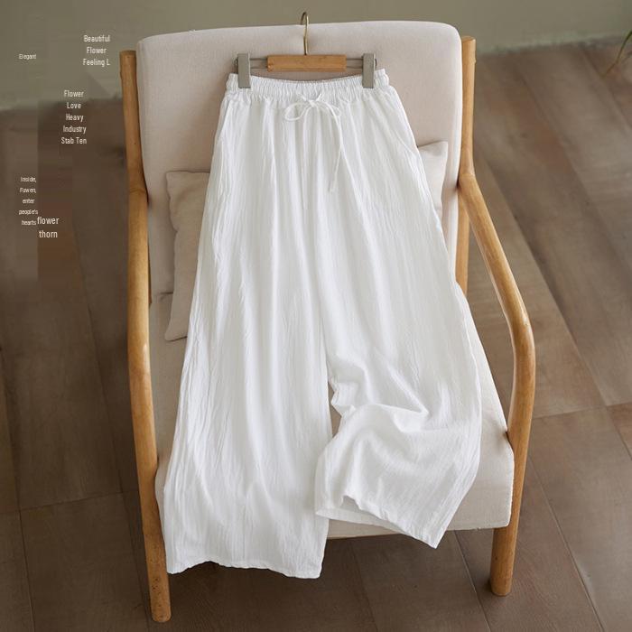 Southeast Asia Plus Size Casual Retro Cotton Linen High Waist Wide Leg Pants