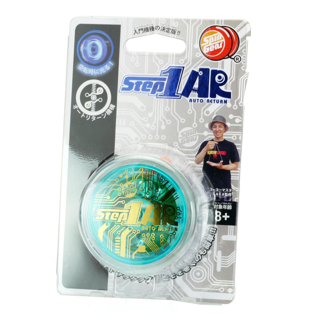 Spin Gear Step One AR mit QR-Code für Anweisungen x Leuchtendes Yo-Yo, Auto-Return Yo-Yo (Klares Blau)