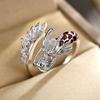 New Zircon Fashionable And Elegant Women's Adjustable Index Finger Double Colored Dragon Ring Party Festival Gift
