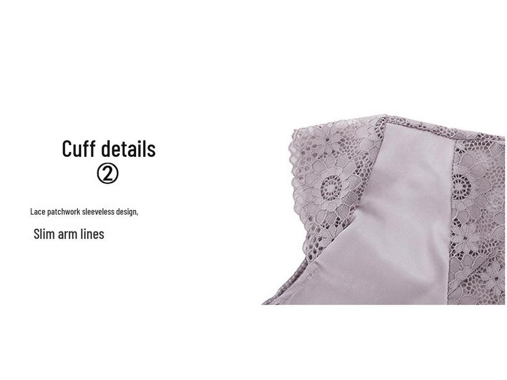 2023 Plus Size Lace High Collar Sleeveless Silk Satin Vest