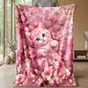 Orange Cats Pattern Theme blanket Lightweight Warm Flannel Blanket Decorative Throw Blanket for Home Decoration