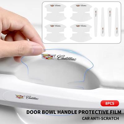 8x Transparent Car Door Handle Bowl Decoration Badge Sticker for SRX Escalade CTS BLS ATS DTS XTS SLS XLR V Deville CT5