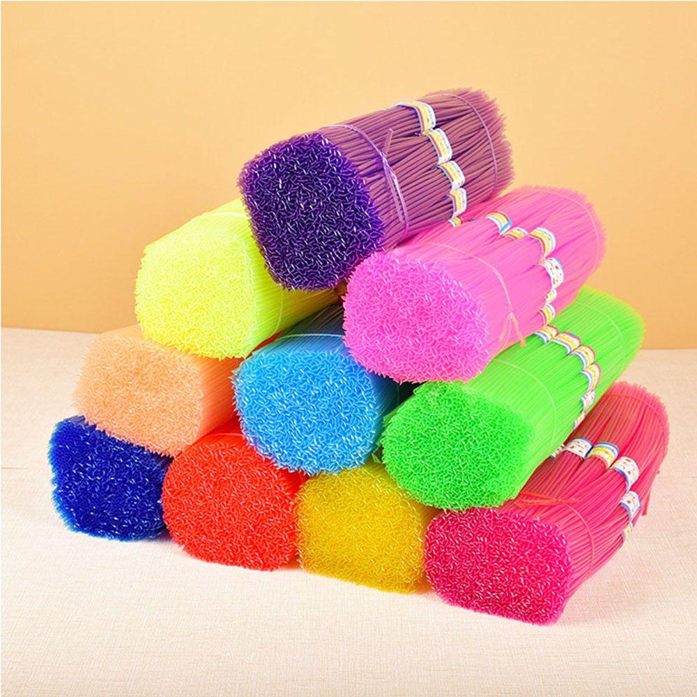 Five Horn Plastic Straw Folded Star Fluorescence Pentagram Origami Crafts Decoration Star Strip