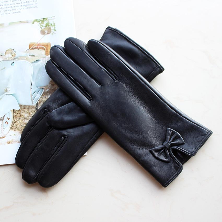 Vinter Varm Farge Lærhansker Dame Saueskinn Fløyelsfôr Mote Stripete Stil Vindtette Kjørehansker