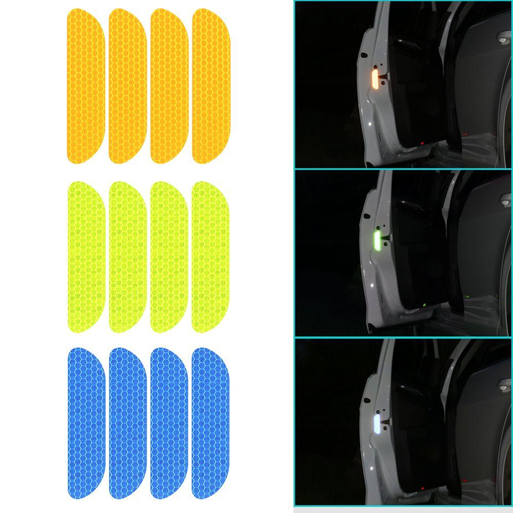 4Pcs Door Anti-collision Sticker Night Reflective Strip Safety Decoration Rearview Mirror Wheel Edge Eyebrow Universal Sticker