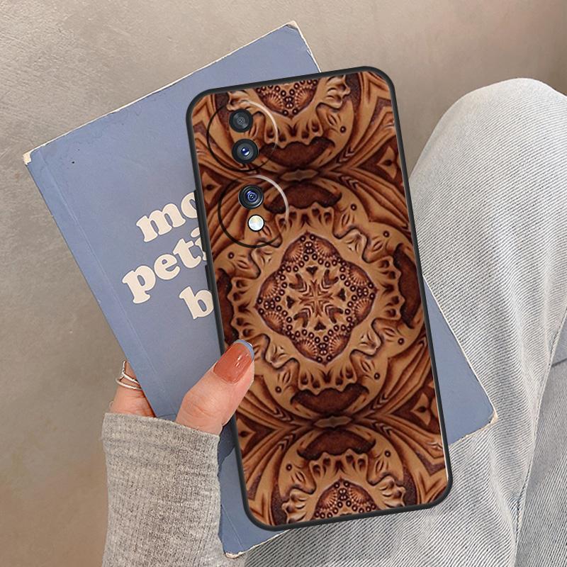 Brown Hand Tooled Western Case For Honor Magic 8 5 6 7 Pro Cover For Honor 400 200 Lite 50 70 90 X8a X8b X9a X9b X9c