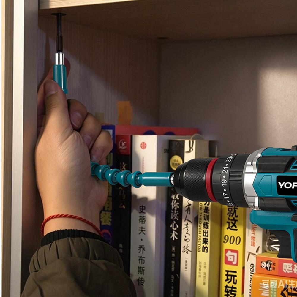 YOFIDRA 3IN1 Electric Impact Drill 25+3 Torque Handheld Cordless Impact Drill Woodworking Power Tool For Makita 21V Battery Pin