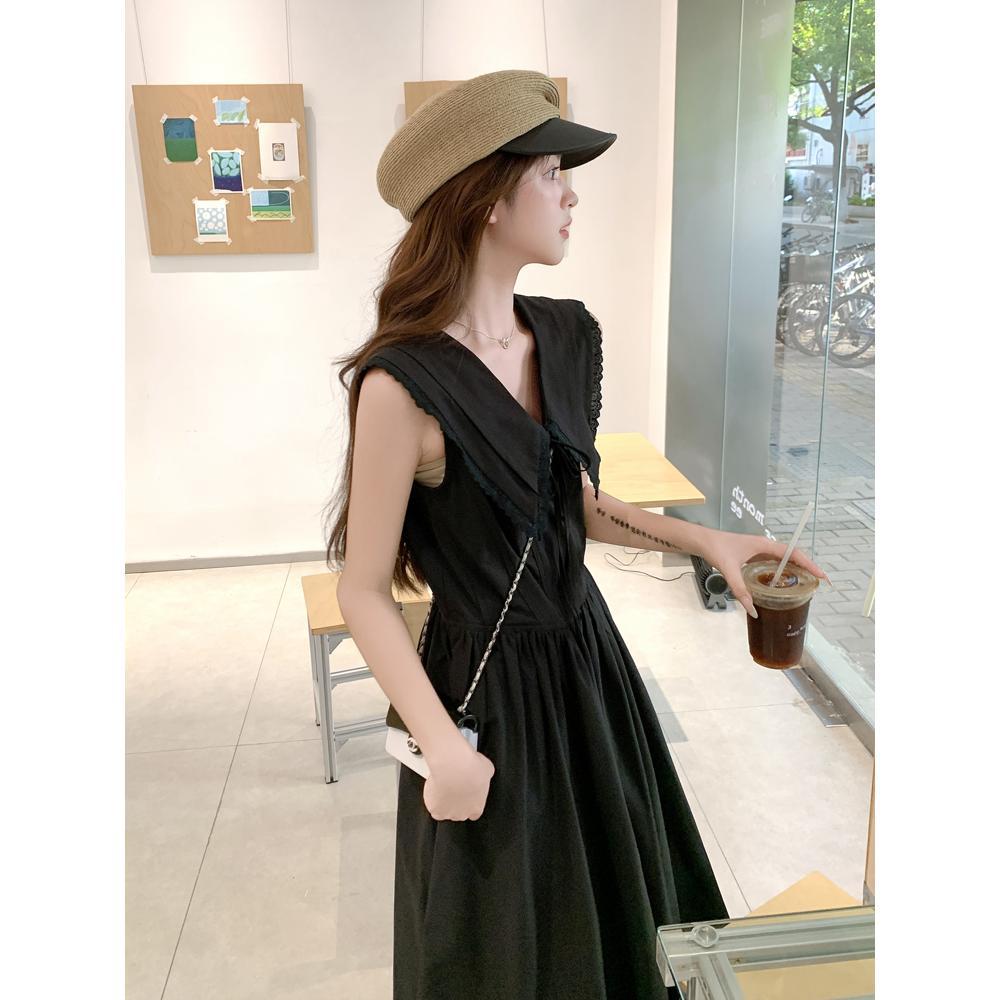 

Черное платье без рукавов с завышенной талией, длинное, детское, повседневное, летнее, новое XL- (recommended 110-60kg)