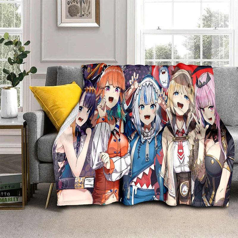 3D Cute Gawr Gura Hololive Cartoon Blanket,Soft Throw Blanket for Home Bedroom Bed Sofa Picnic Travel Office Cover Blanket Kids