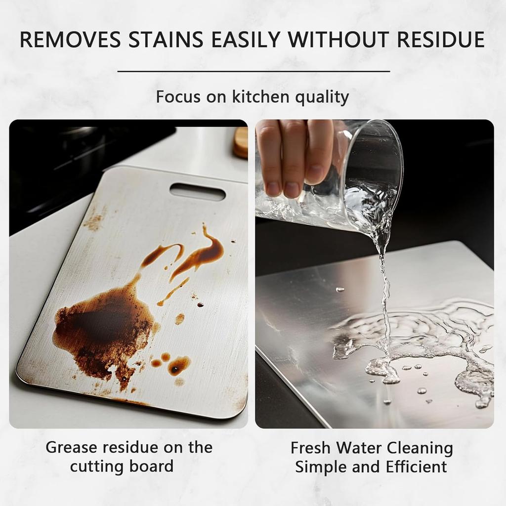 Titanium Cutting Board, Double Sided Stainless Steel Non Toxic Cutting Board for Kitchen, Food-Grade Cutting Board for Cutting Meats, Fruits And
