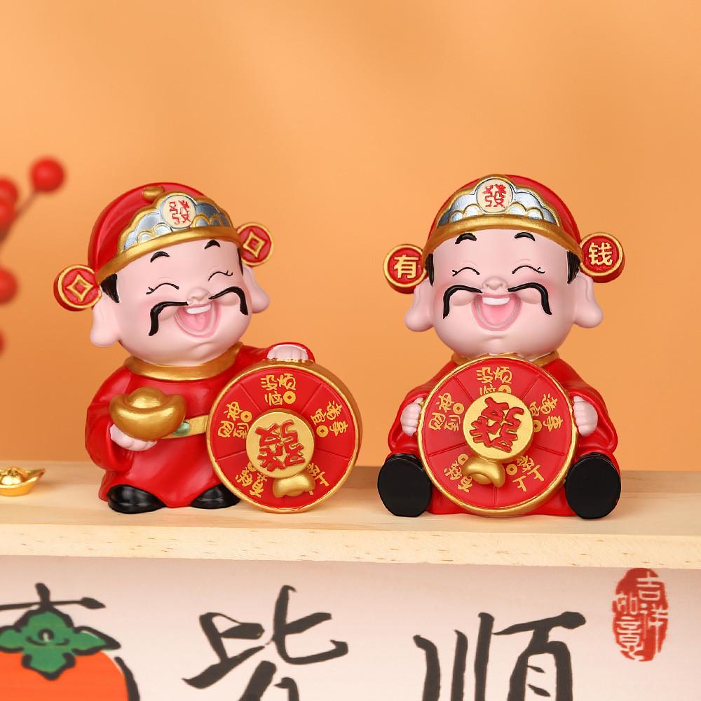 Prosperity Wealth God Resin Car Ornament With Lucky Symbols For New Year Gift
