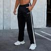 YOUNGLA Men's Patchwork Stripe Track Pants - Casual Embroidered Gym Sportswear