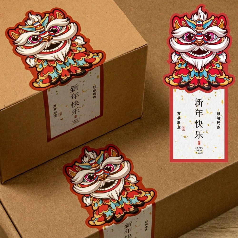 

50 шт. прямоугольные наклейки с новым годом, самоклеящаяся этикетка, новые наклейки с изображением года дракона