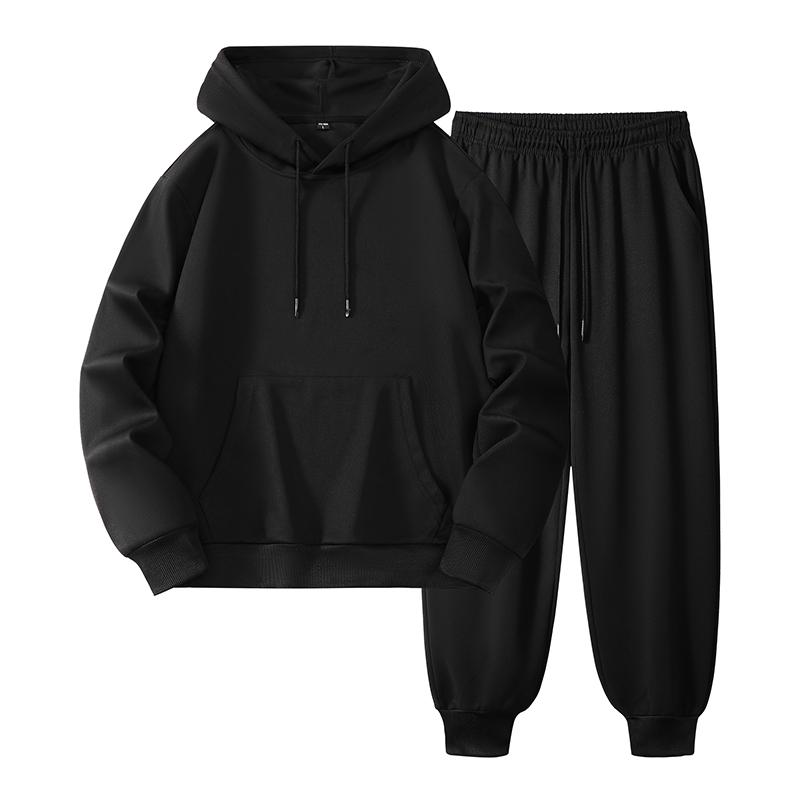 

Solid Color Hooded Sweatshirt Casual Sweatpants Set for Men, Two-piece Set, Sports Hooded Set L чорний