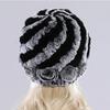 Hot Sell Women Winter Knitted Real Rex Rabbit Fur Hat Fluffy Natural Rex Rabbit Fur Cap Lady Good Elastic Genuine Fur Hats