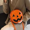 Purse Round Halloween Pumpkin Crossbody Bag Bat Wing Pumpkin Devil Shoulder Bag  Travel