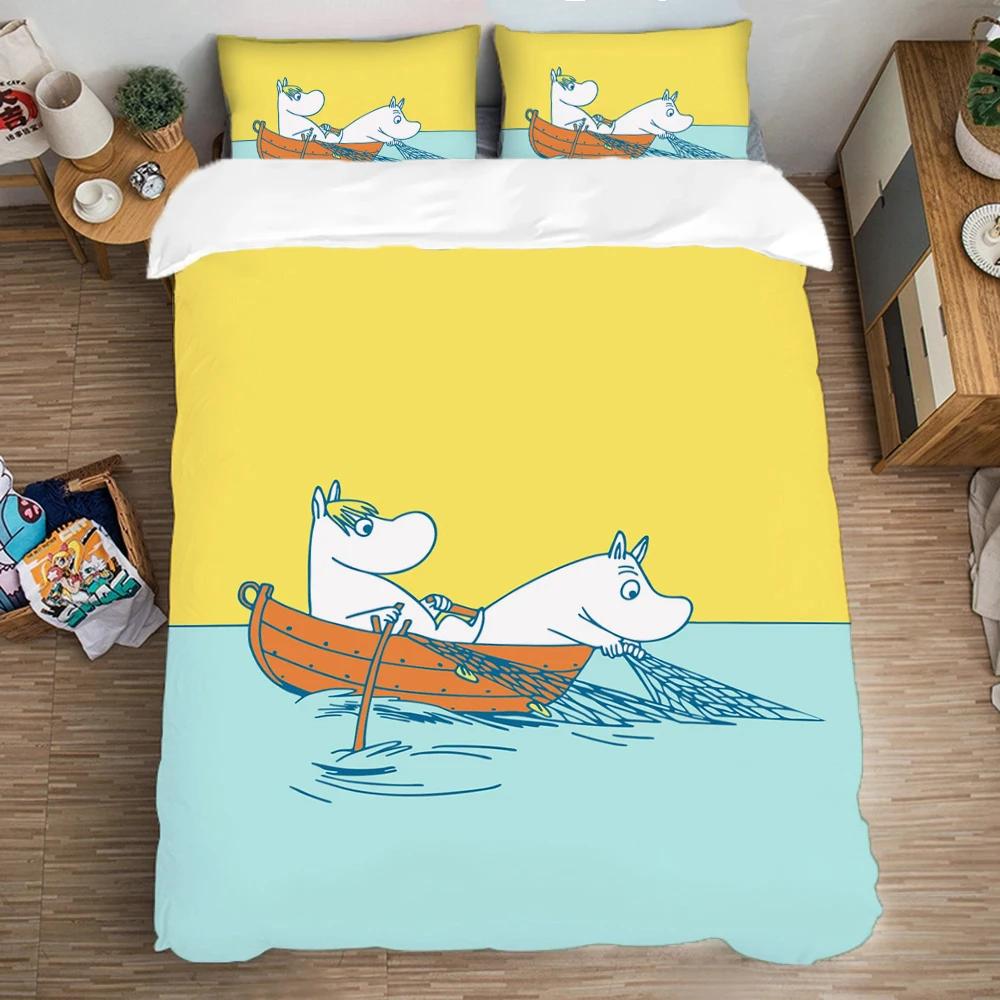 

Для спальни мальчика или девочки Подарок ребенку Большой размер США ЕС АУ Пододеяльник Милые Муми-тролли Мультяшная Наволочка Комплект постельного белья (135x200cm)