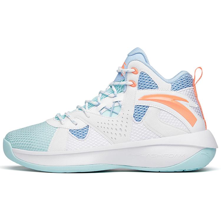 New Anta Wind Tunnel 2 Wear Resistant Slip Resistant Mid Top Performance Basketball Shoes Men's White Blue Orange 112211620S-6