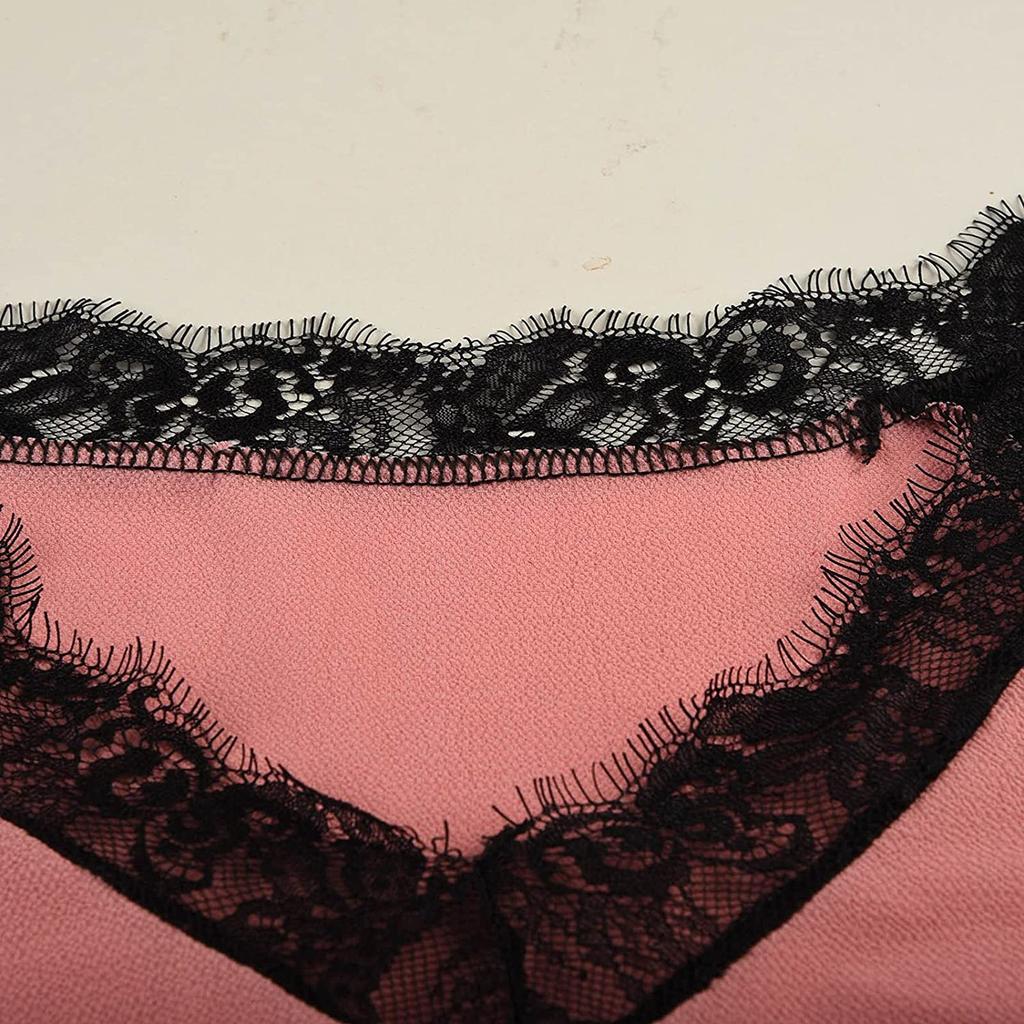 Women's Plus Size Lace Chiffon Shirt 3/4 Sleeve V Neck Top Loose Casual Tee T-Shirt Color Block Patchwork Blouse