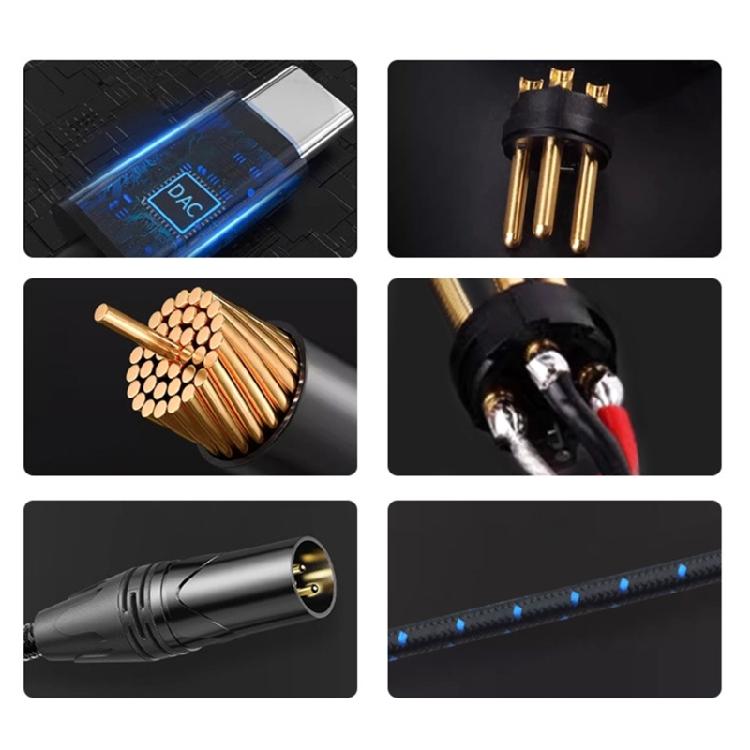 Professional TypeC Male to XL Cable Exceptional Sound Clarities for Laptops