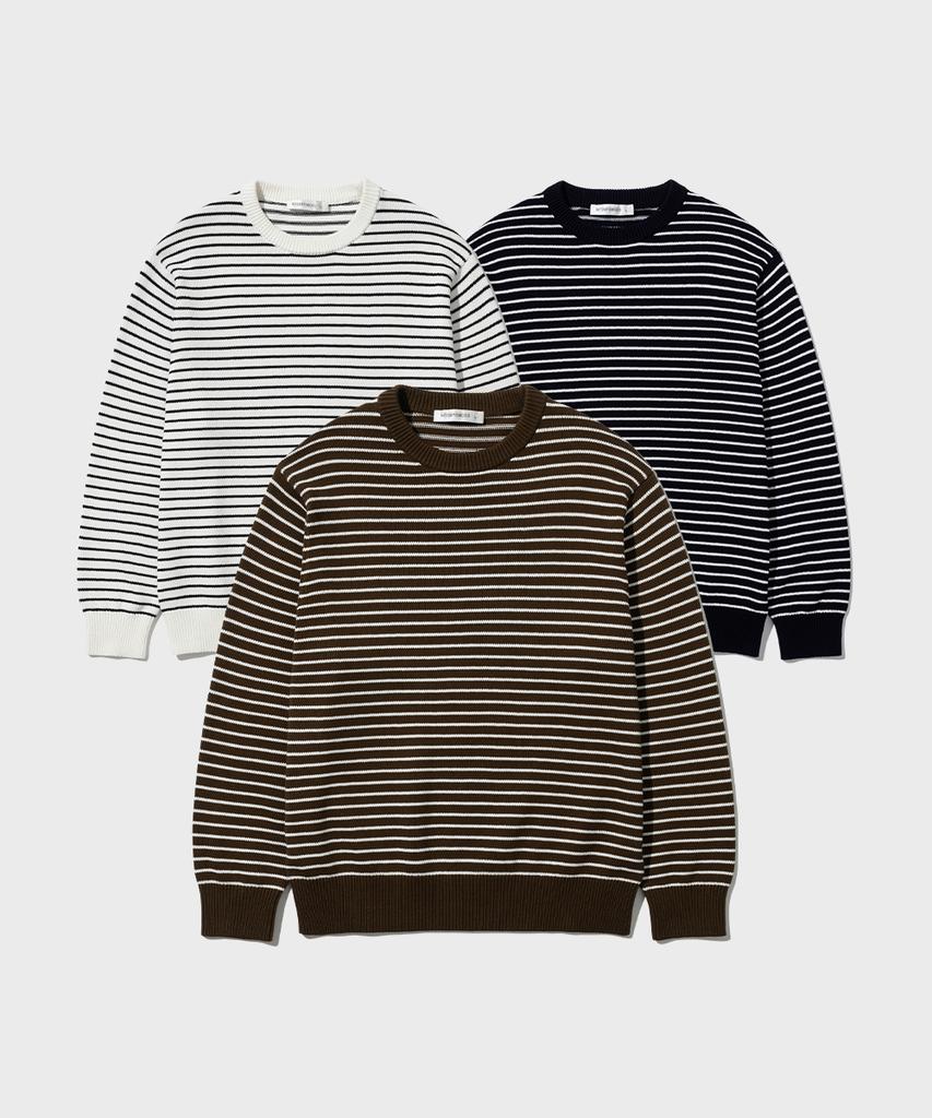 INTEMPOMOOD Note Stripe Round Knit: 3 Colors