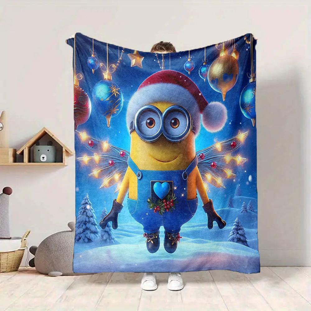 1Pc Christmas Minions Celebration Blanket Soft And Comfortable Casual Warm Camping Travel Christmas Halloween Gift M91748