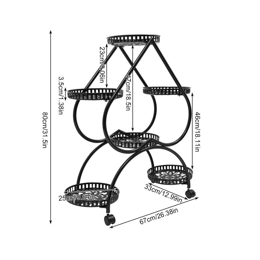 6 Potted Plant Stand, 4 Tier Plant Stand, Heart Flower Pot Stand for Breeding and Displaying Flowers, Plants Black Iron Office