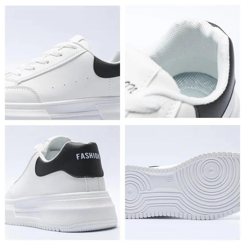Leer Heren Wit Platte Casual Schoenen Lichtgewicht Sneakers Ademende Sportschoenen Schoenen voor Heren Tenis Schoen Zapatillas Hombre