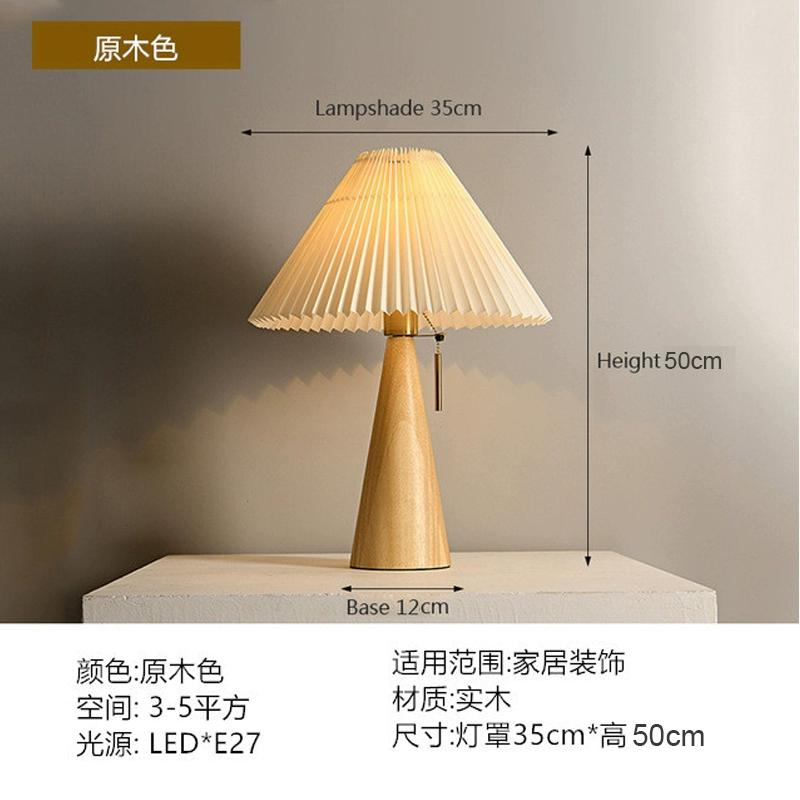 

Скандинавские ретро плиссированные настольные лампы LED из массива дерева настольные светильники для учебы, чтения, настольная лампа для спальни, домашнее декоративное освещение E27 Tri colored light